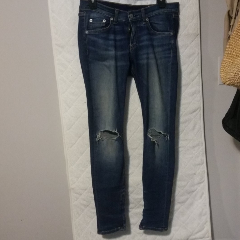 Rag and bone distressed capri skinnies